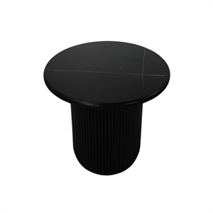 Easy sofabord - Black marmor look - Træsokkel - Mål: Ø60 x H45 cm. - Stærk pris